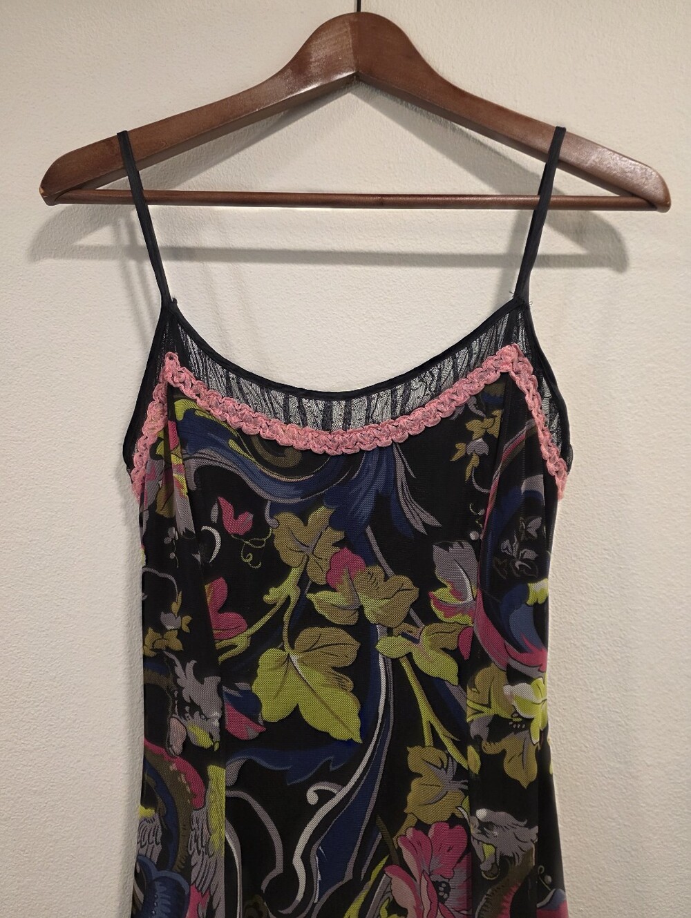 Betsey Johnson Vintage Y2K Mesh Floral Dragon Slip Dress - Picture 2 of 6